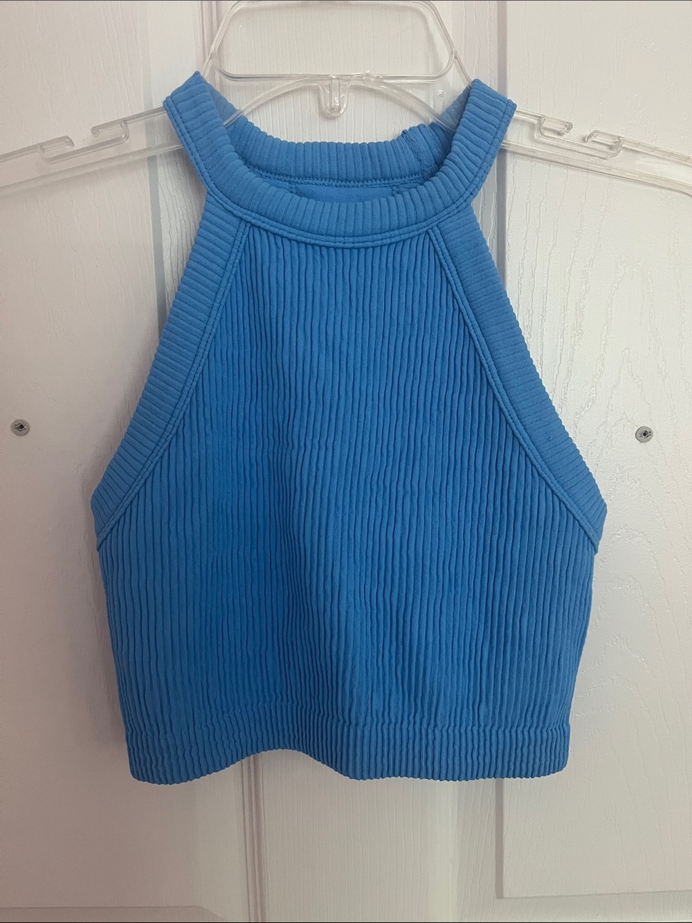 Aerie Blue Ribbed Halter Crop Top